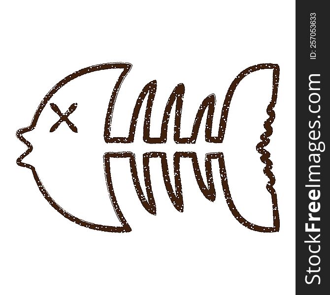 Fish Skeleton Charcoal Drawing