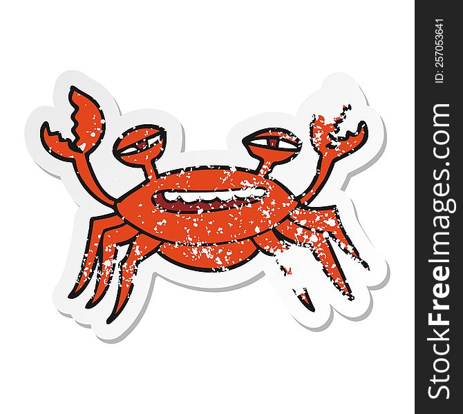 distressed sticker of a cartoon crab