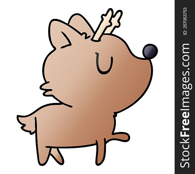Gradient Cartoon Of  Kawaii Cute Deer