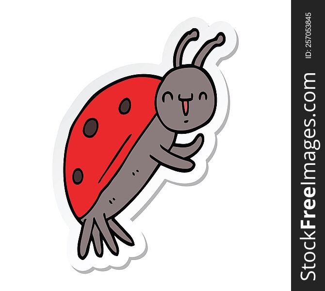 sticker of a cute cartoon ladybug