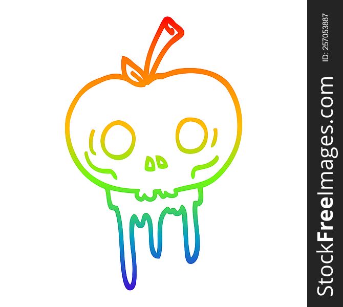 Rainbow Gradient Line Drawing Cartoon Halloween Apple