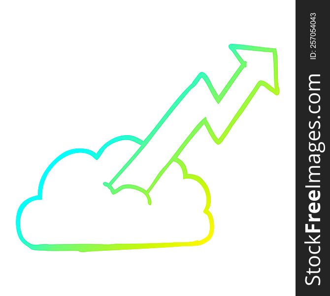 cold gradient line drawing of a cartoon business growth arrow