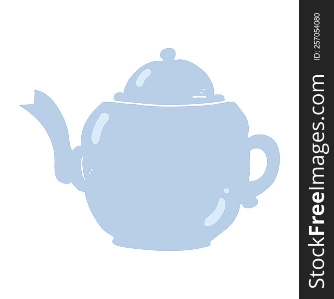 Flat Color Illustration Of A Cartoon Teapot