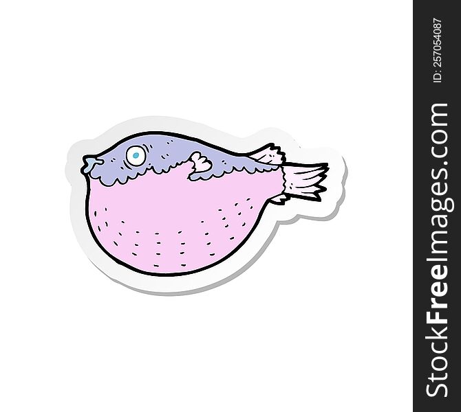 sticker of a cartoon blowfish