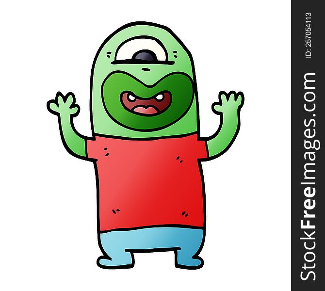 Cartoon Doodle Alien Monster