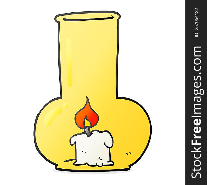 freehand drawn cartoon old glass lamp and candle