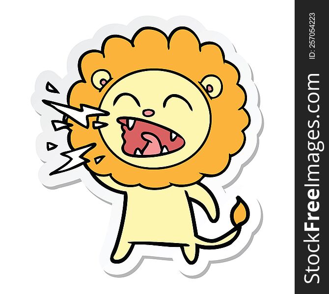 Sticker Of A Cartoon Roaring Lion