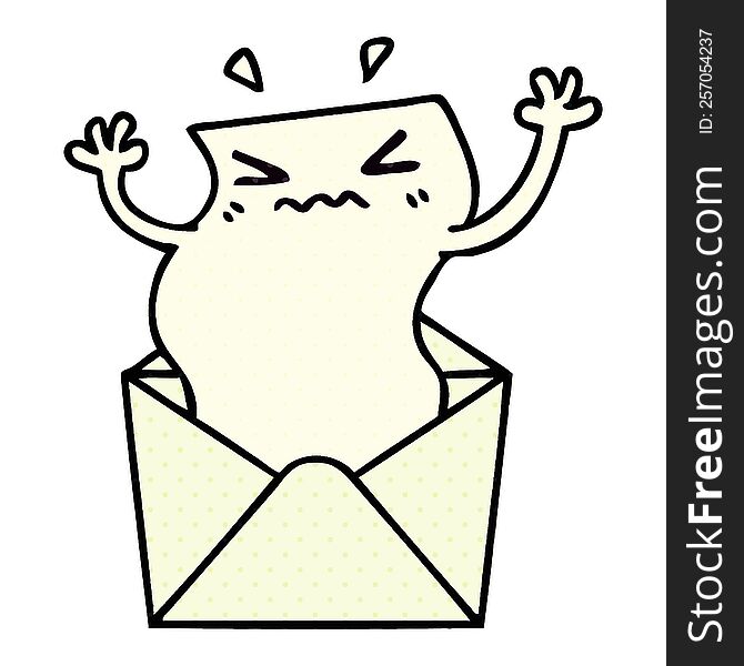 Quirky Comic Book Style Cartoon Letter And Envelope
