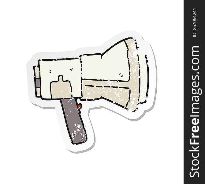 retro distressed sticker of a cartoon megaphone