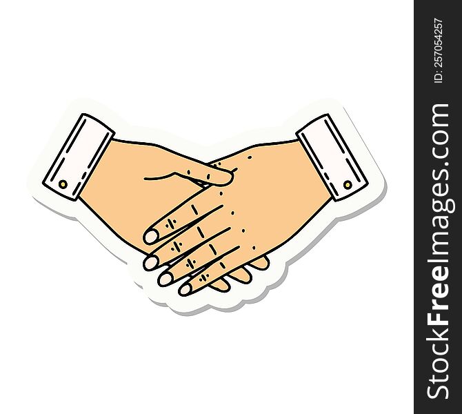 sticker of tattoo in traditional style of a pair of hands. sticker of tattoo in traditional style of a pair of hands