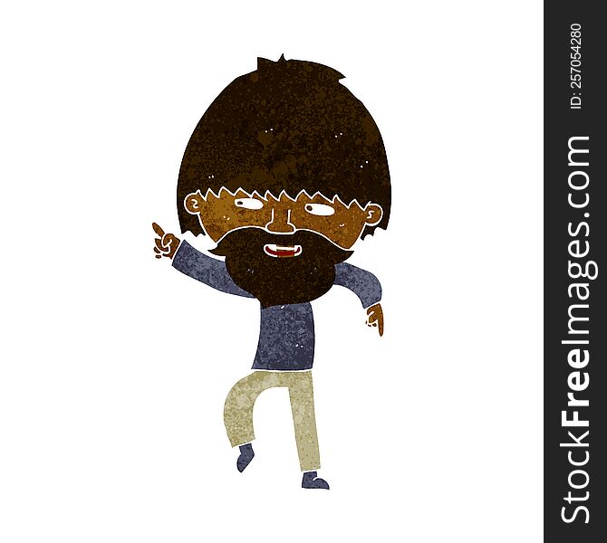 cartoon bearded man pointing and laughing