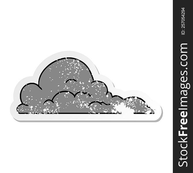 hand drawn distressed sticker cartoon doodle of white large clouds
