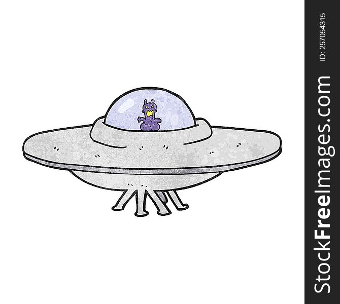 freehand textured cartoon UFO