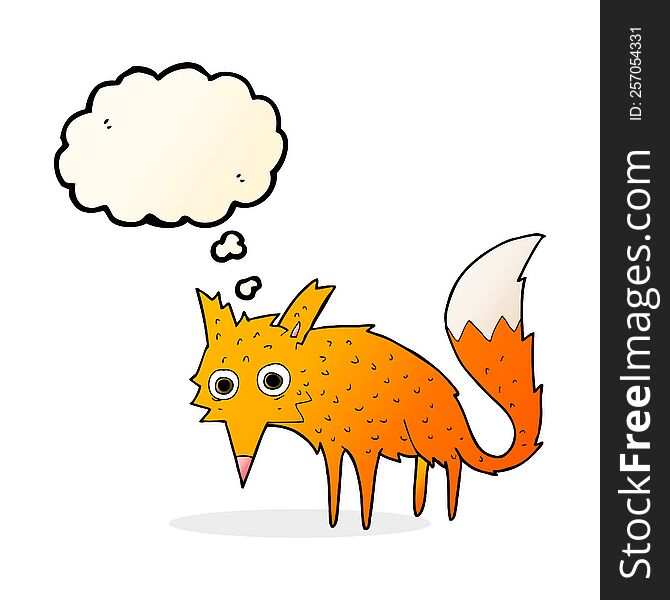 funny cartoon fox with thought bubble