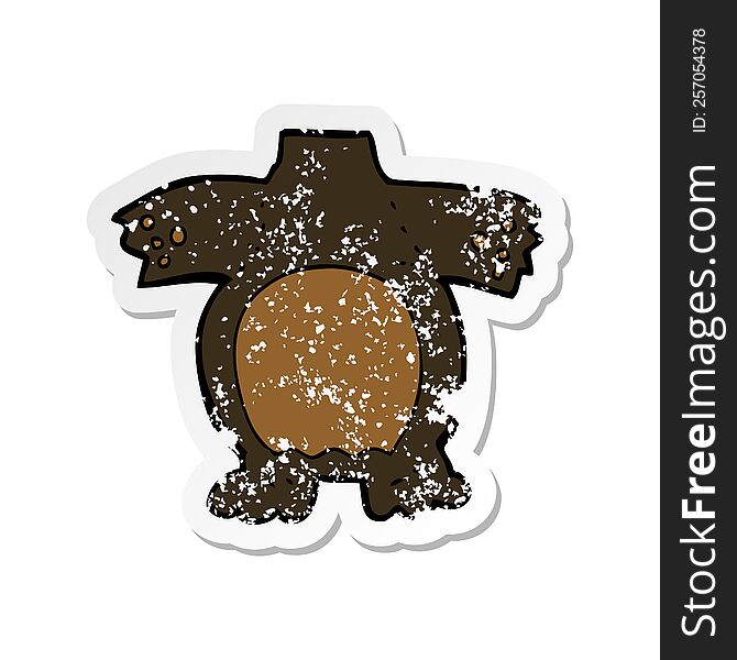 retro distressed sticker of a cartoon black bear body