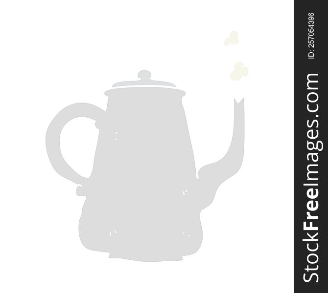 Flat Color Illustration Of A Cartoon Coffee Pot