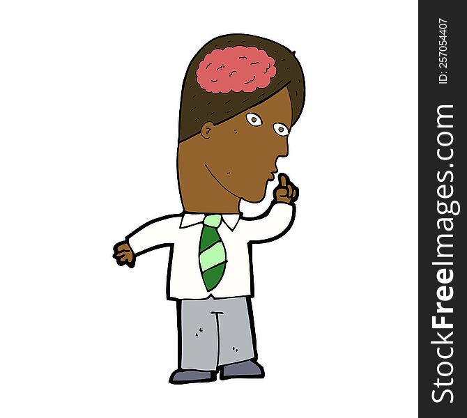 Cartoon Businessman With Huge Brain