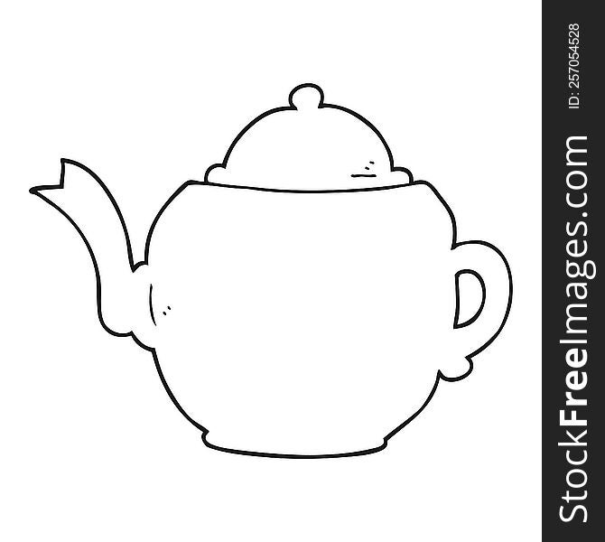 black and white cartoon teapot