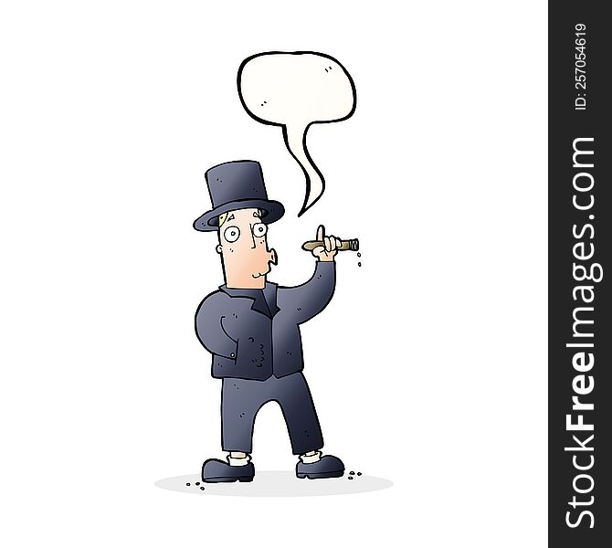 Cartoon Smoking Gentleman With Speech Bubble