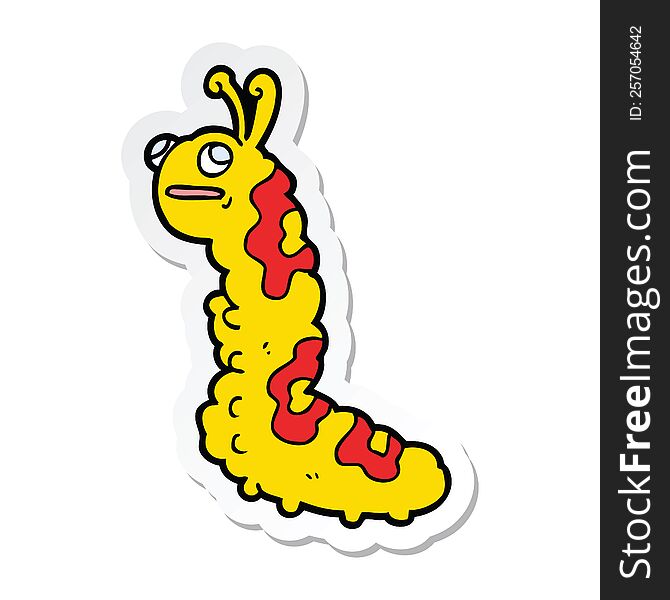 Sticker Of A Funny Cartoon Caterpillar