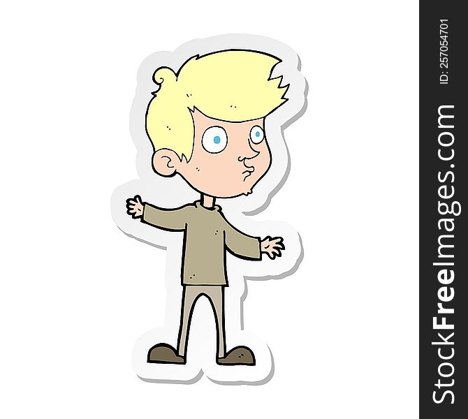 sticker of a cartoon curious boy