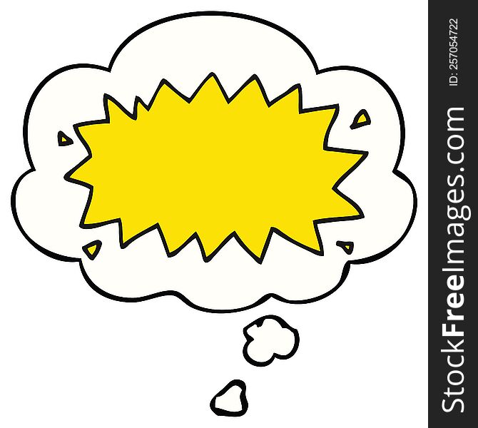 cartoon explosion symbol with thought bubble. cartoon explosion symbol with thought bubble