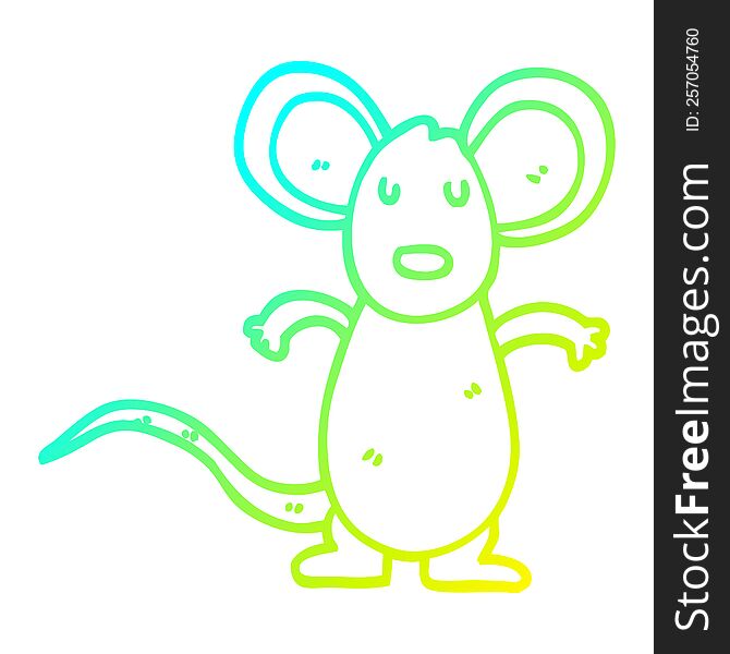 Cold Gradient Line Drawing Cartoon Mouse Rat