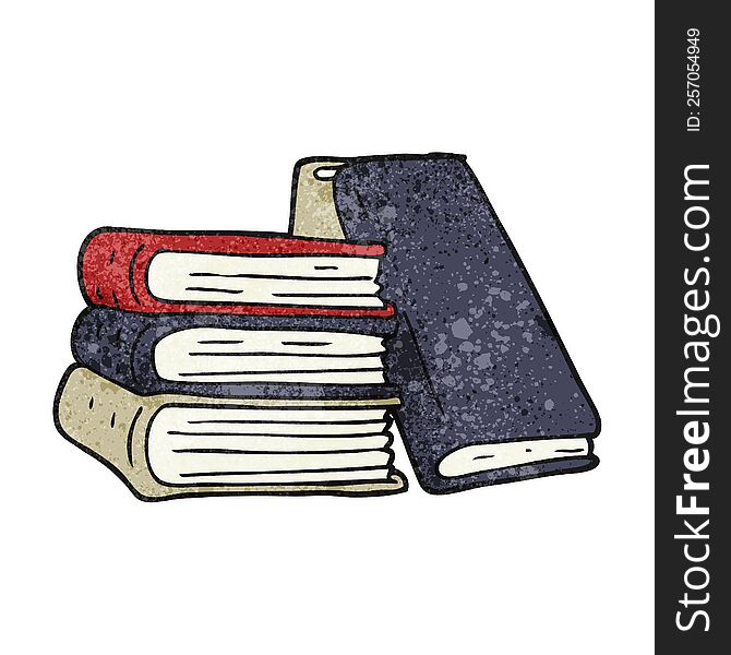 freehand textured cartoon stack of books