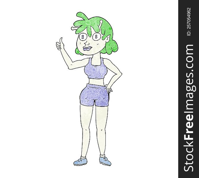 textured cartoon alien gym girl