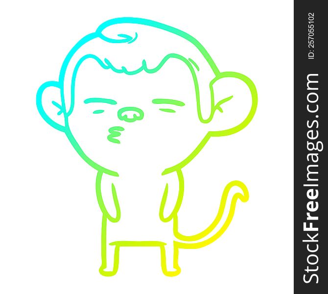 Cold Gradient Line Drawing Cartoon Suspicious Monkey
