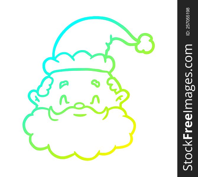 Cold Gradient Line Drawing Santa Claus Face