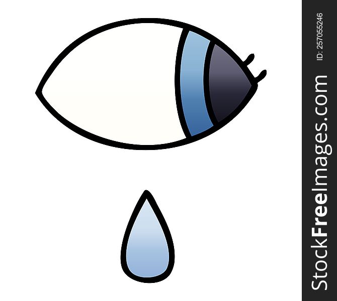 Gradient Shaded Cartoon Crying Eye Looking To One Side