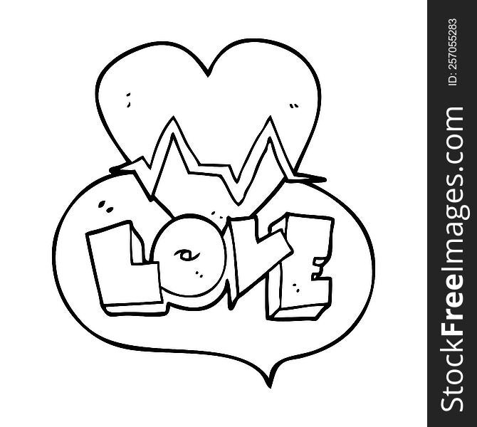 freehand drawn speech bubble cartoon heart rate pulse love symbol