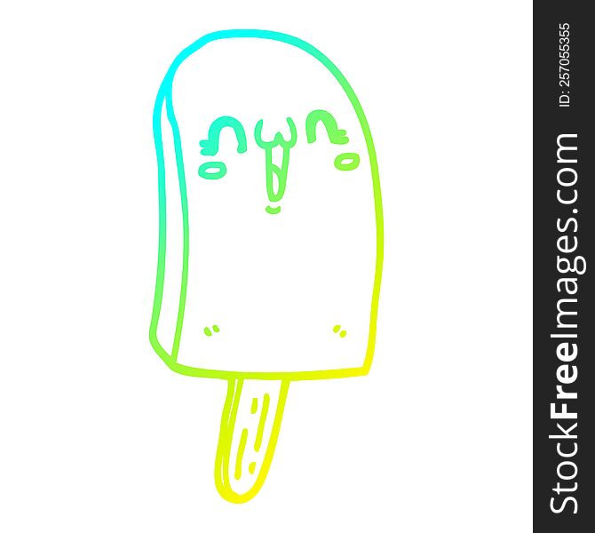 Cold Gradient Line Drawing Cartoon Frozen Ice Lolly