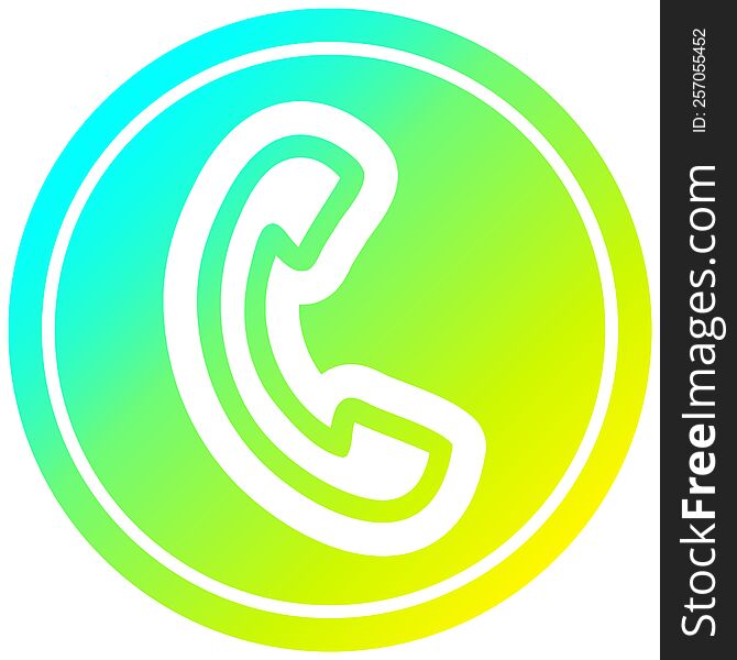 telephone handset circular icon with cool gradient finish. telephone handset circular icon with cool gradient finish