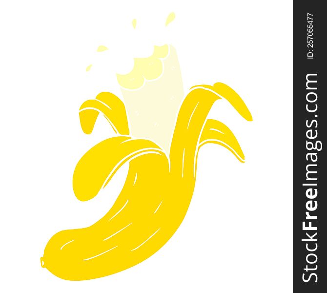 Flat Color Style Cartoon Bitten Banana