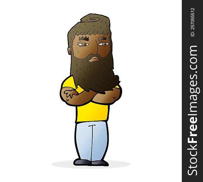 Cartoon Serious Man With Beard