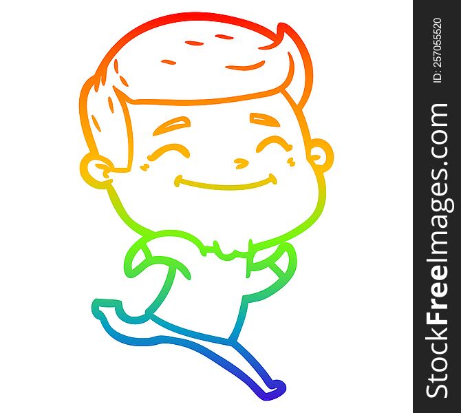 Rainbow Gradient Line Drawing Happy Cartoon Man