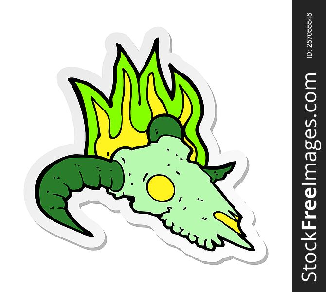 Sticker Of A Cartoon Magic Ram Skull