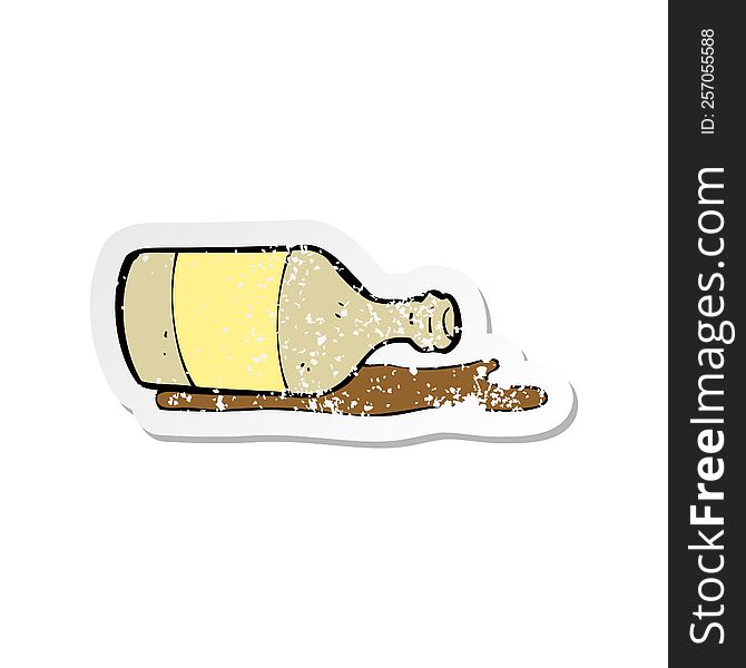 Retro Distressed Sticker Of A Cartoon Spilled Beer