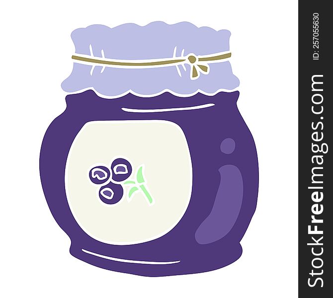 Flat Color Illustration Of A Cartoon Blueberry Jam