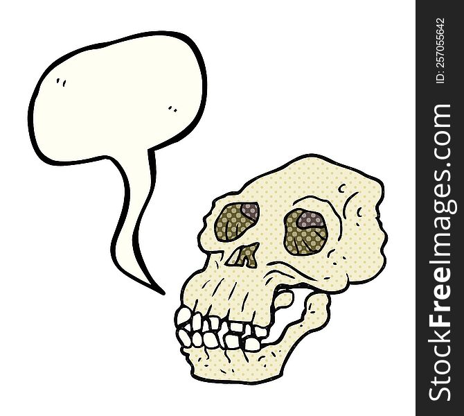 freehand drawn comic book speech bubble cartoon ancient skull