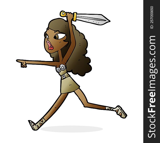 cartoon girl with sword