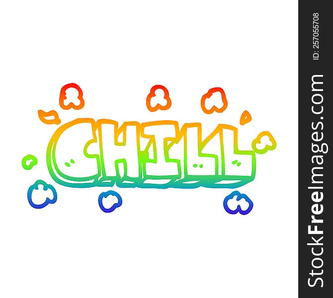 rainbow gradient line drawing of a cartoon chill sign