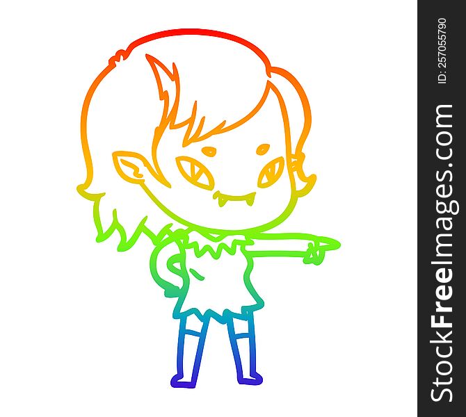 rainbow gradient line drawing cartoon friendly vampire girl