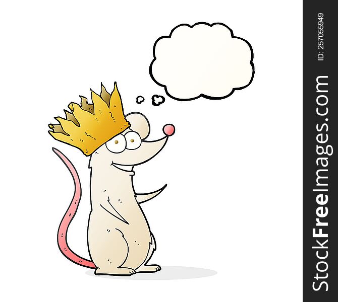 Thought Bubble Cartoon Mouse Wearing Crown