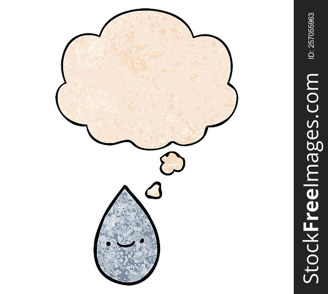 cartoon raindrop and thought bubble in grunge texture pattern style