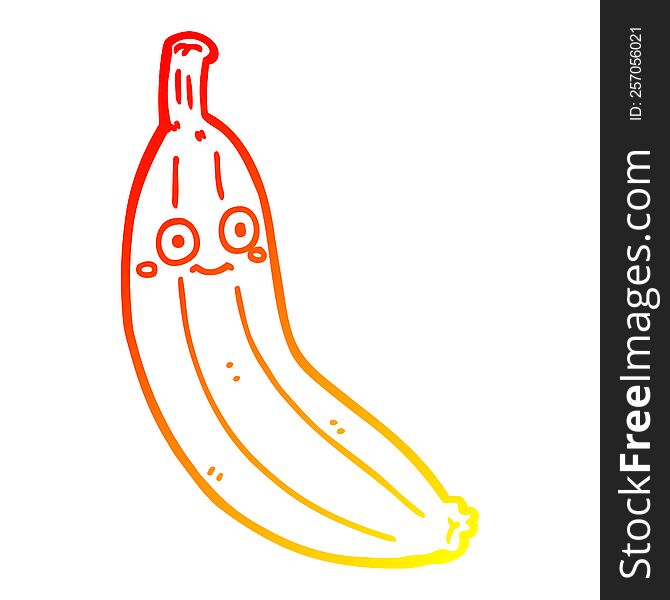 Warm Gradient Line Drawing Cartoon Banana