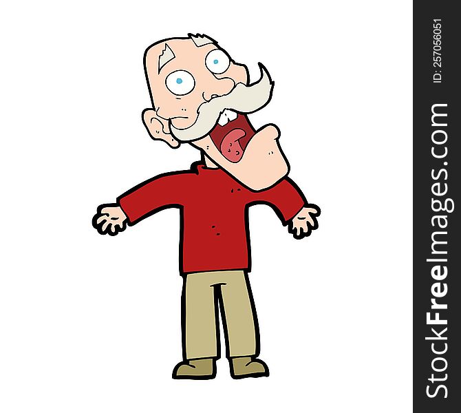 Cartoon Terrified Old Man