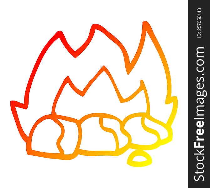 Warm Gradient Line Drawing Cartoon Burning Coals